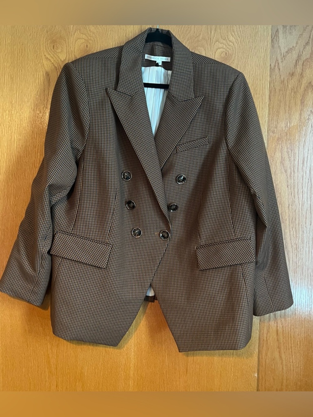 Veronica Beard brown check double breasted blazer size 22